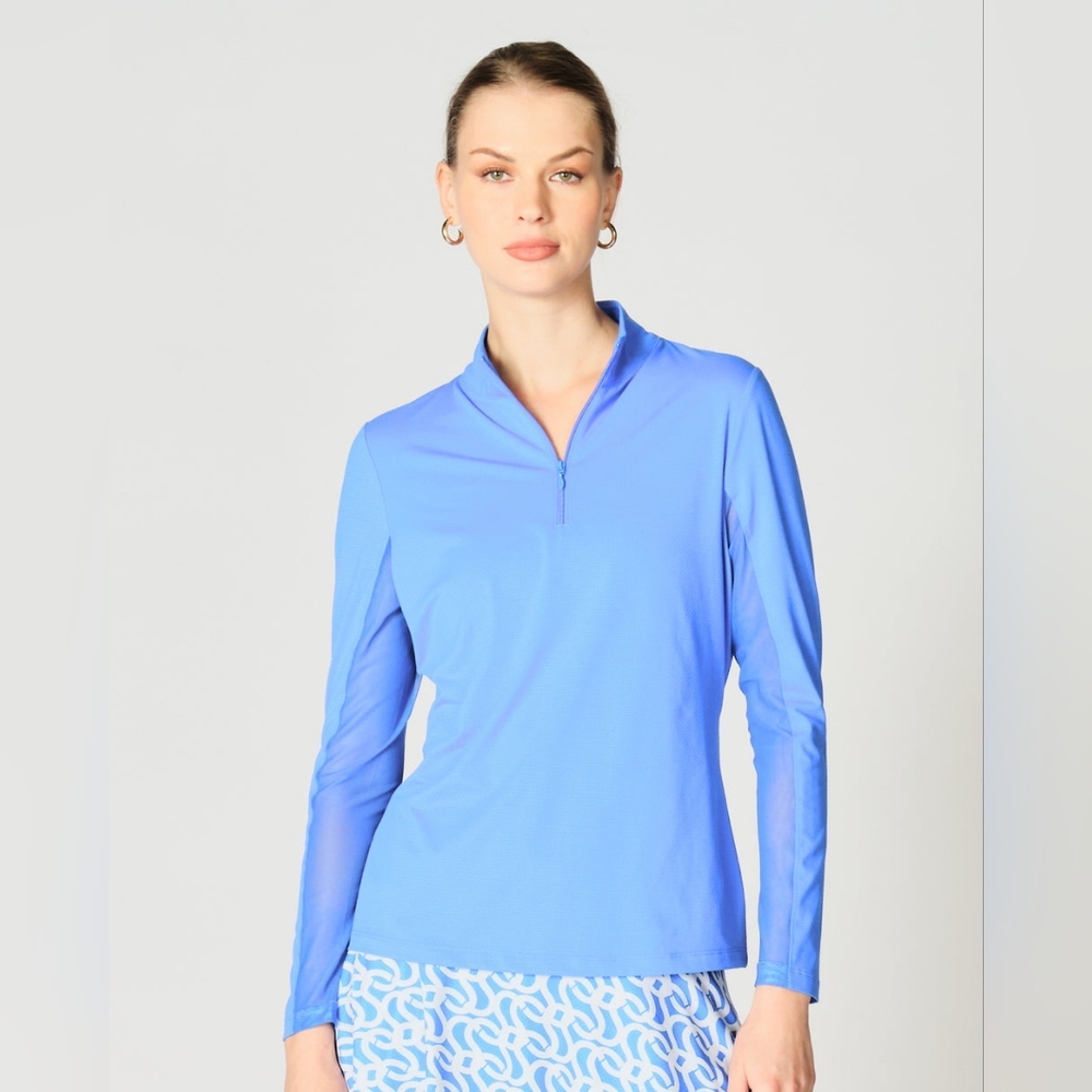 EUC Gottex Kate Mock Neck Half Zip Long Sleeve Top - Picture 5 of 7